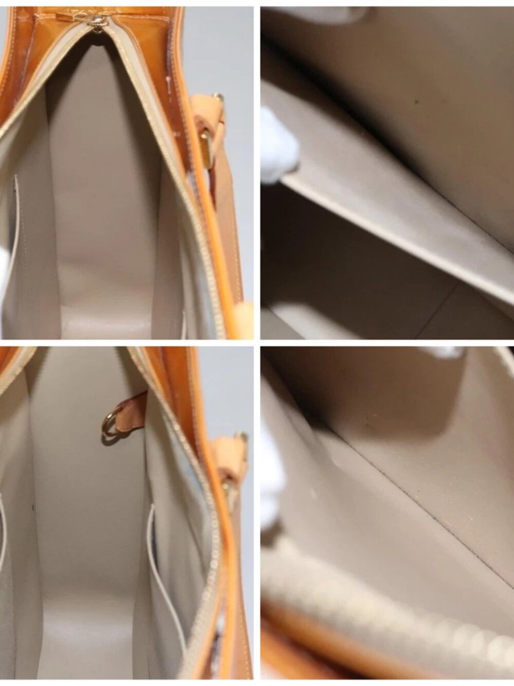 LOUIS VUITTON Monogram Vernis Columbus Tote Bag Beige M91023 LV Auth 100753 - Picture 15 of 16